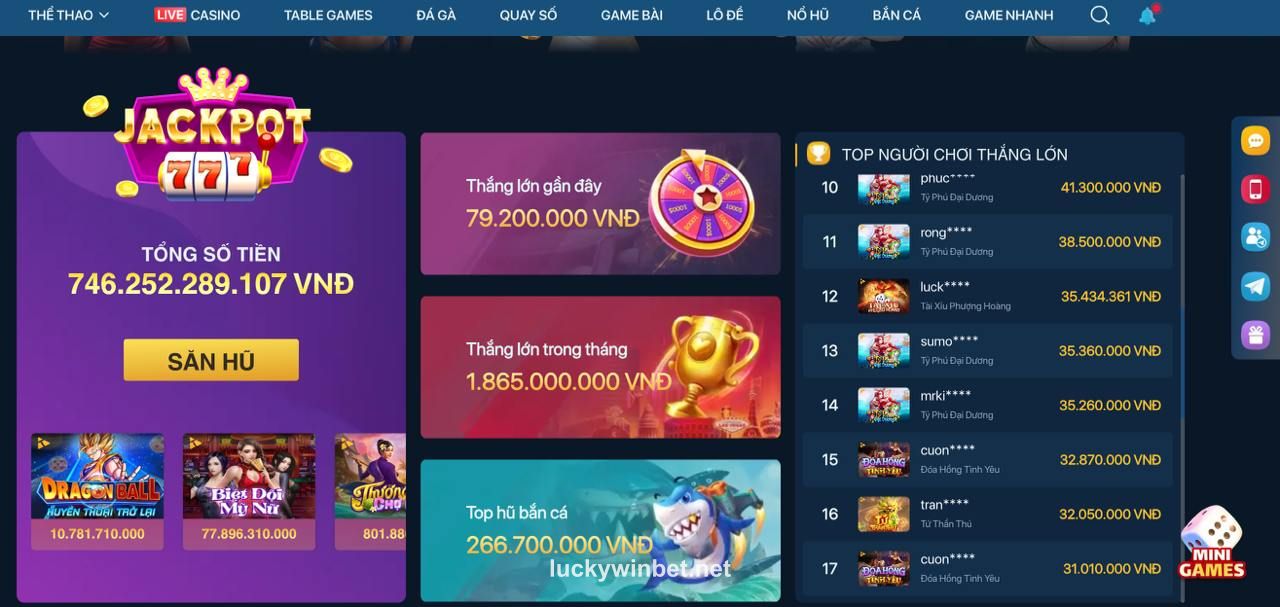Tính năng Jackpot trong Luck8